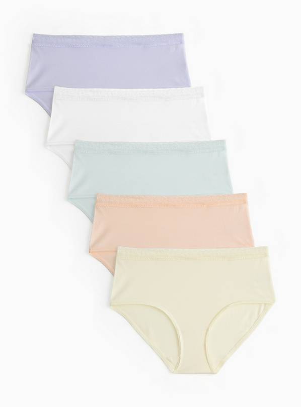 Pastel Lace Detail Midi Knickers 5 Pack 10