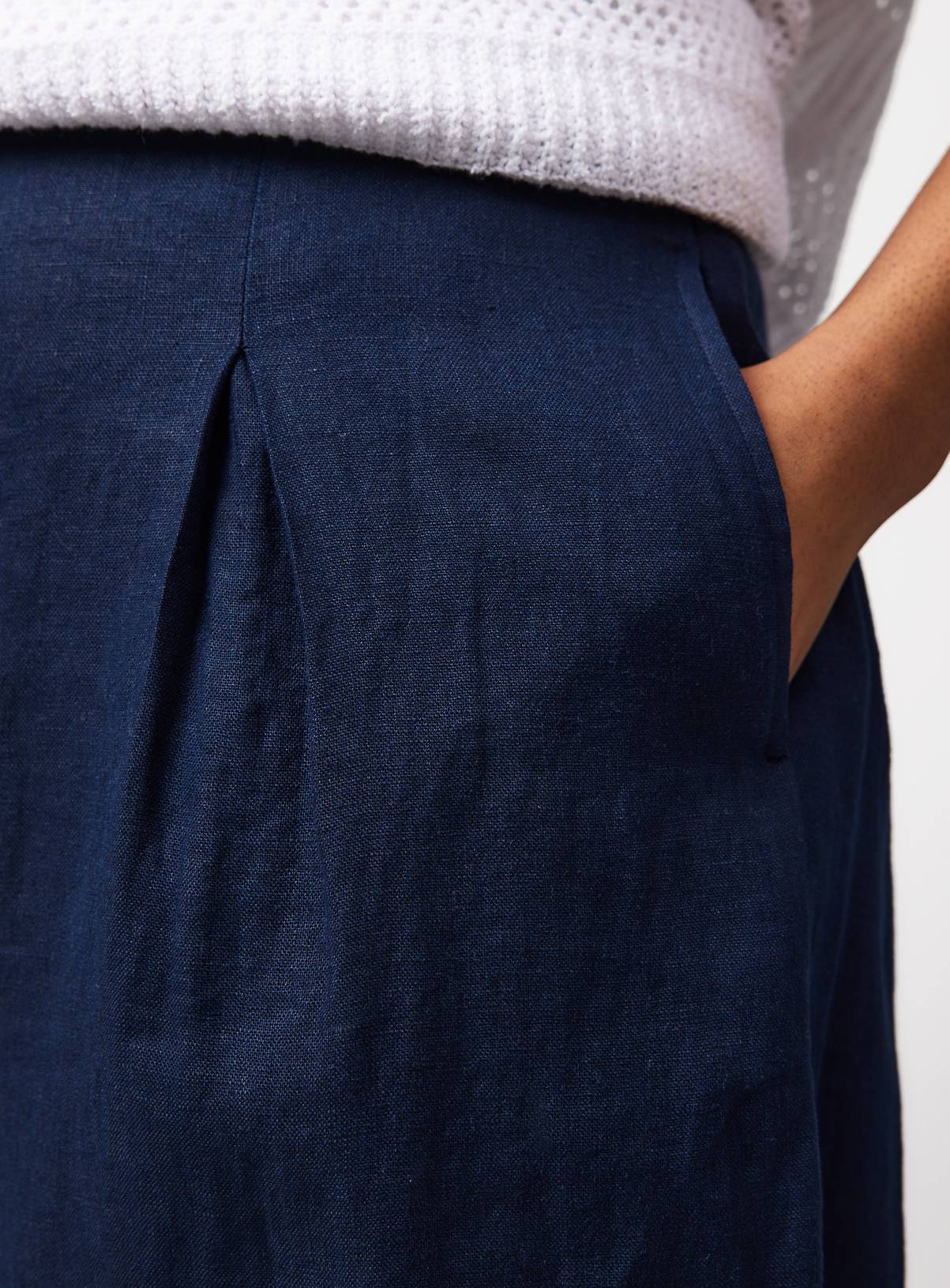 Navy Pure Linen Palazzo Trousers 20R - Image 2
