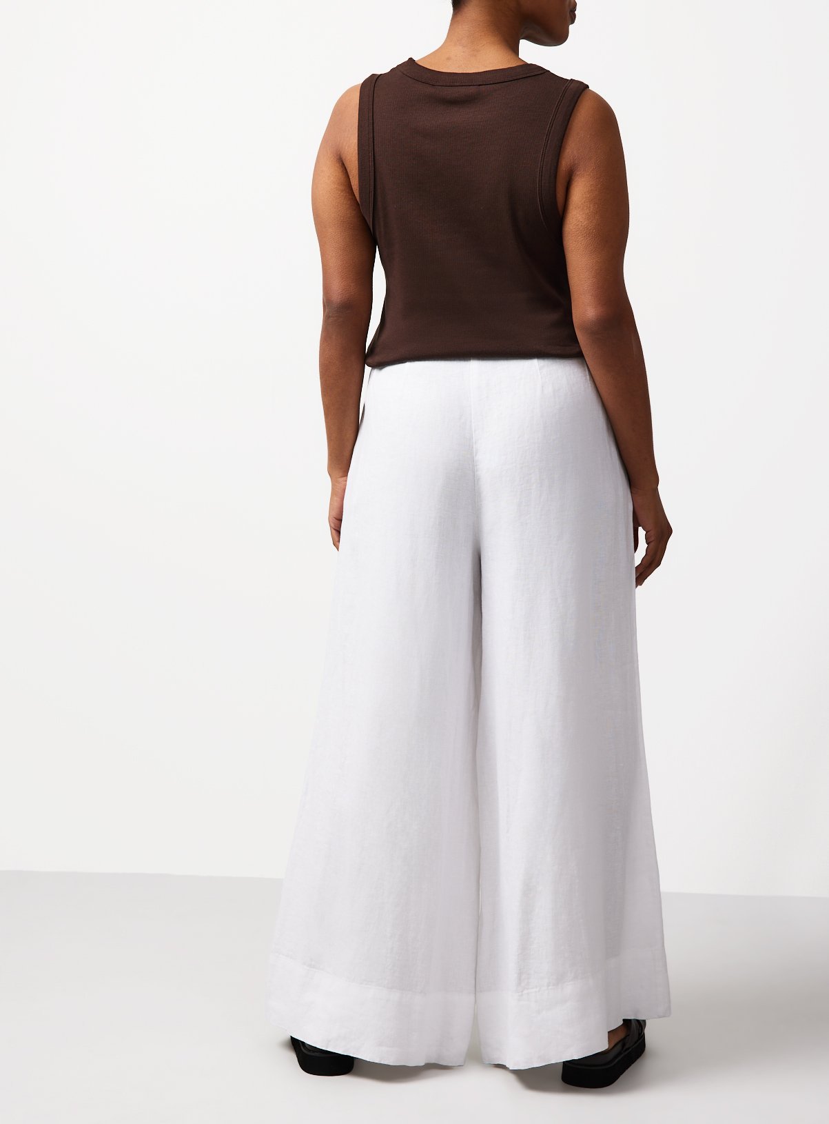 White Pure Linen Palazzo Trousers 12R - Image 4 thumbnail