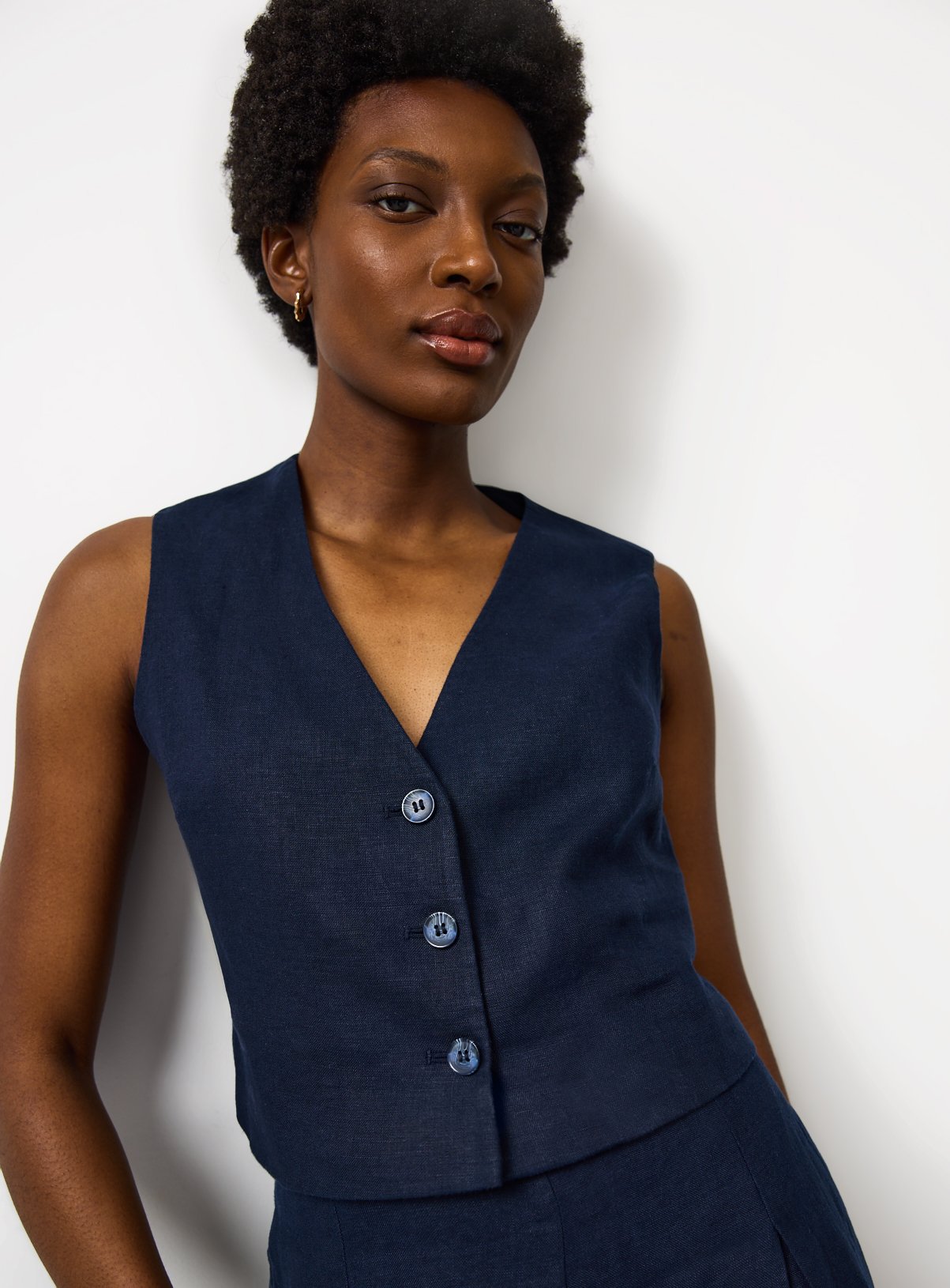 Navy Pure Linen Co-ord Waistcoat 18 - Image 2 thumbnail