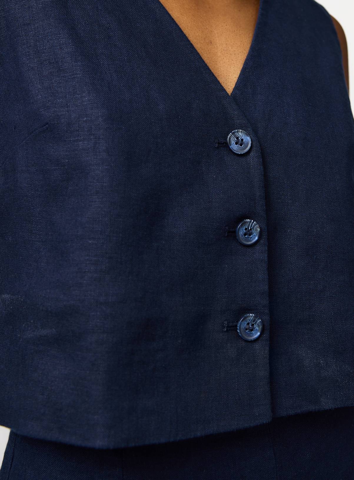 Navy Pure Linen Co-ord Waistcoat 18 - Image 3