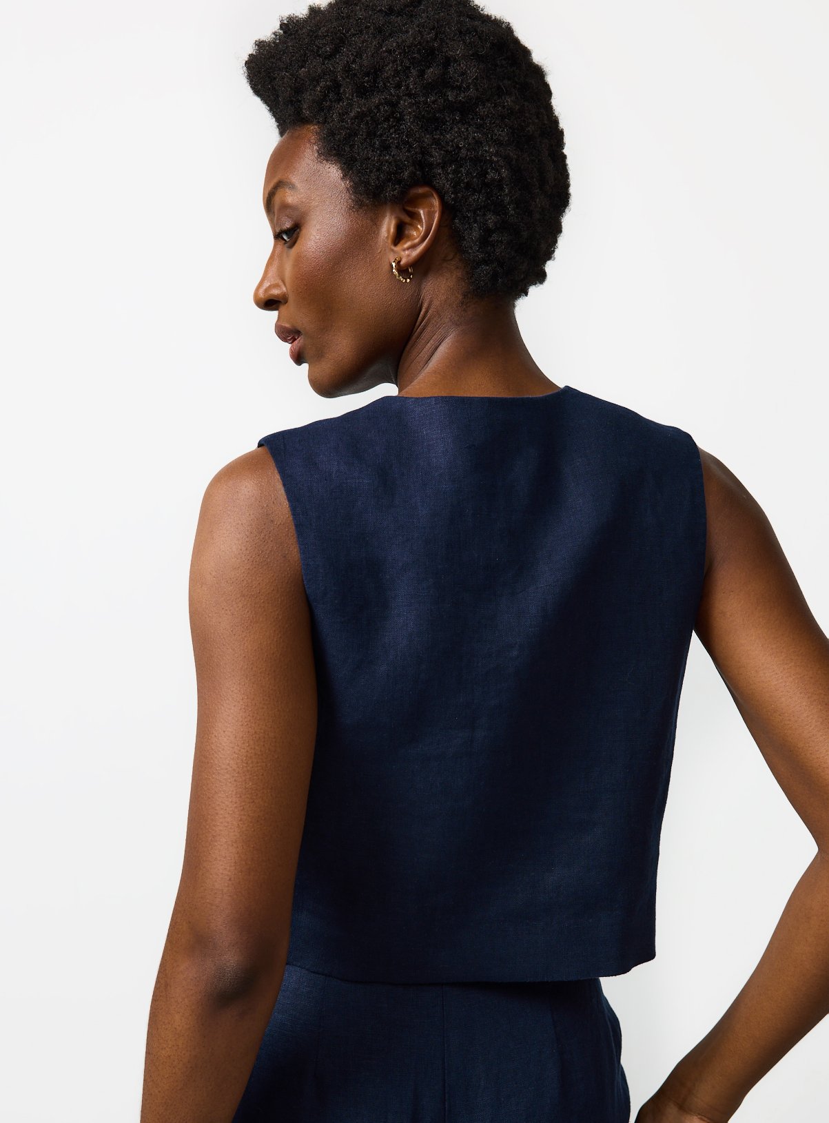 Navy Pure Linen Co-ord Waistcoat 18 - Image 4 thumbnail
