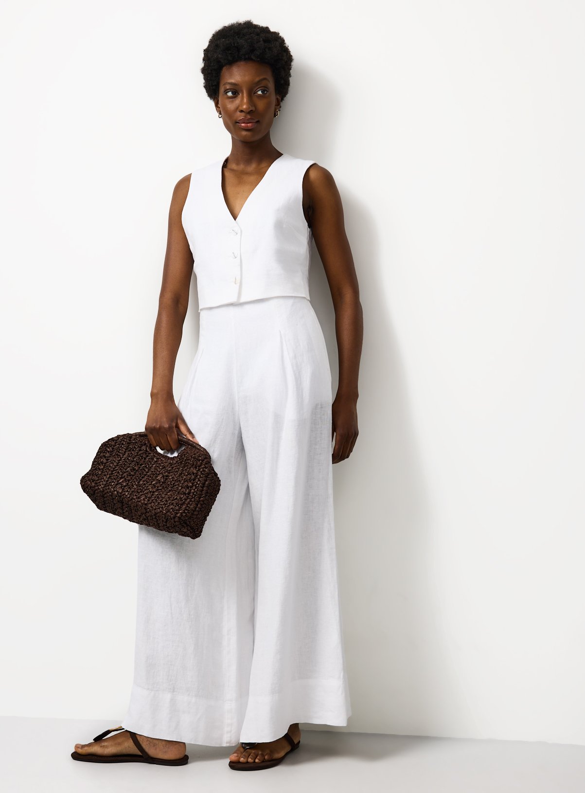 White Pure Linen Co-ord Waistcoat 18 - Image 2 thumbnail