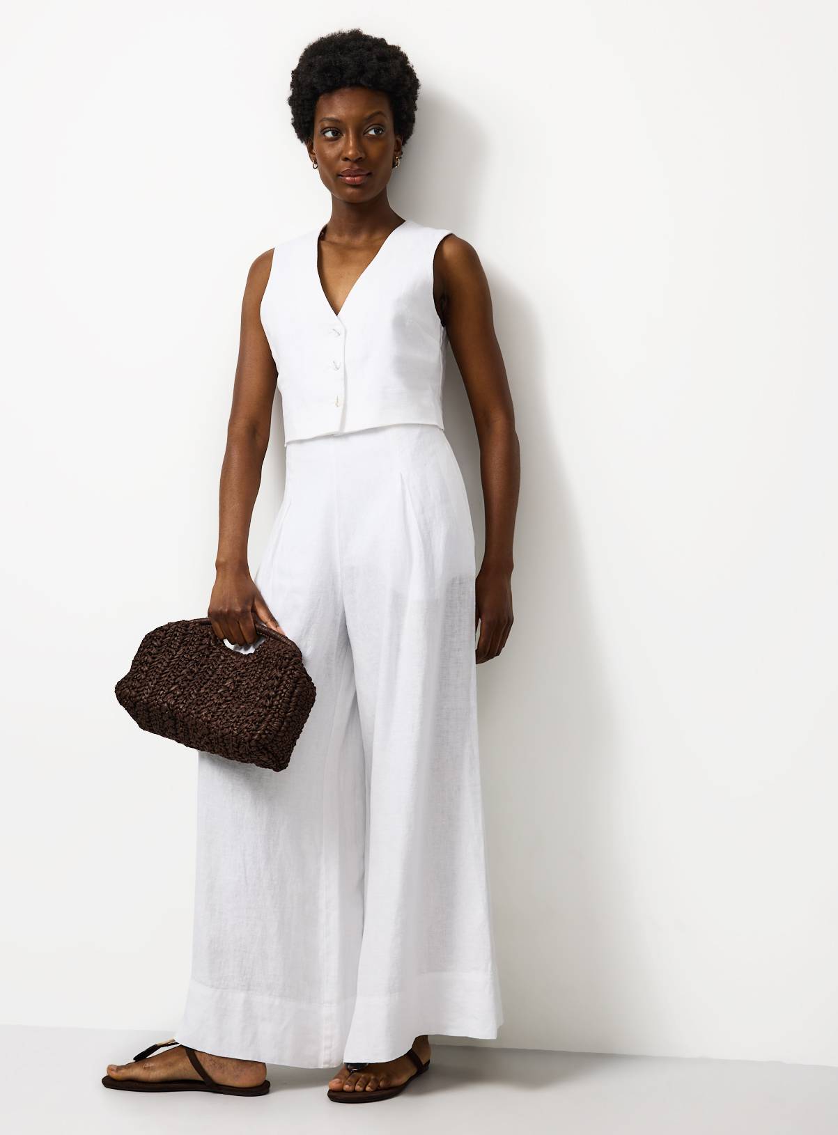 White Pure Linen Co-ord Waistcoat 18 - Image 2