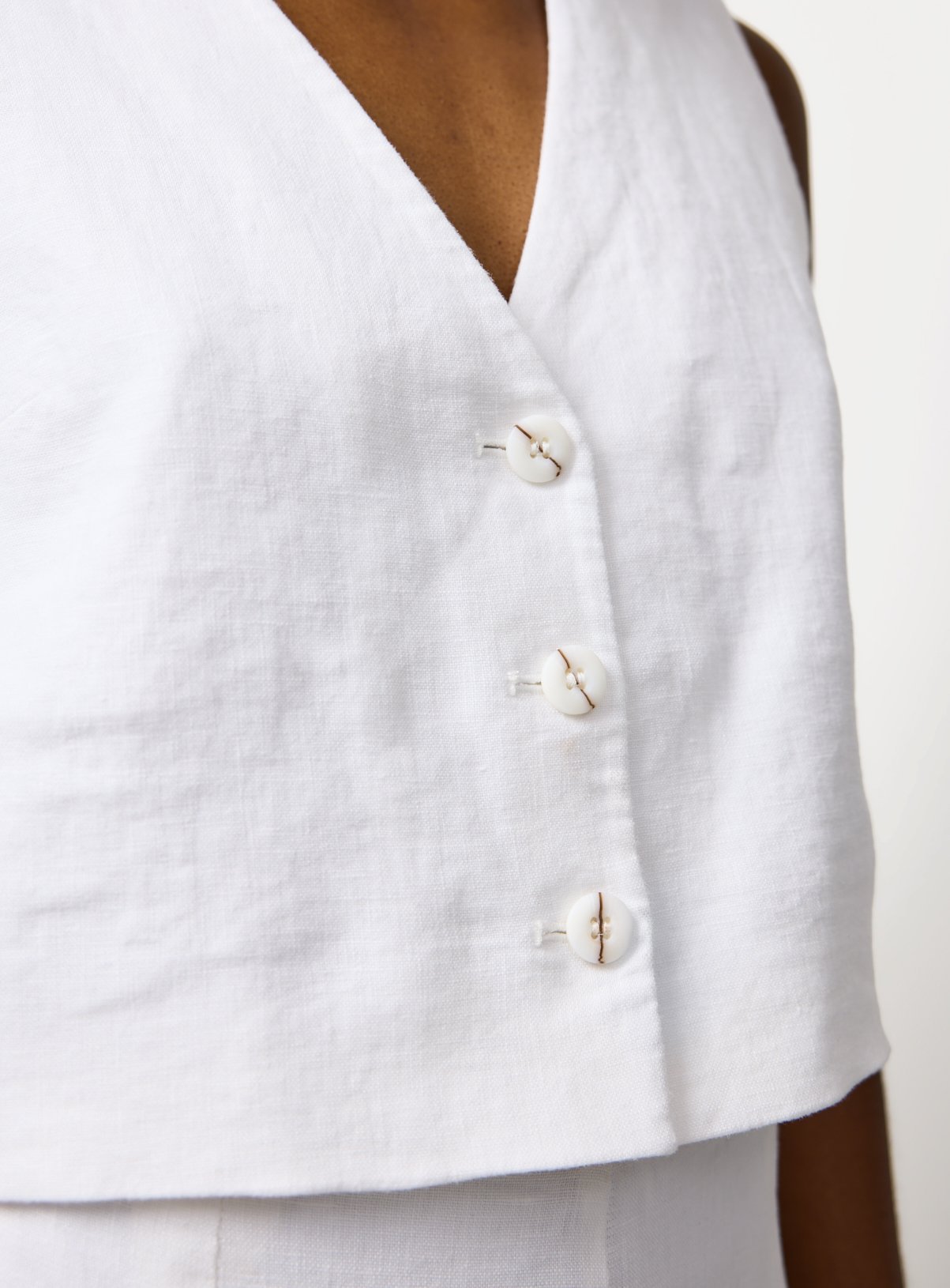 White Pure Linen Co-ord Waistcoat 18 - Image 3 thumbnail