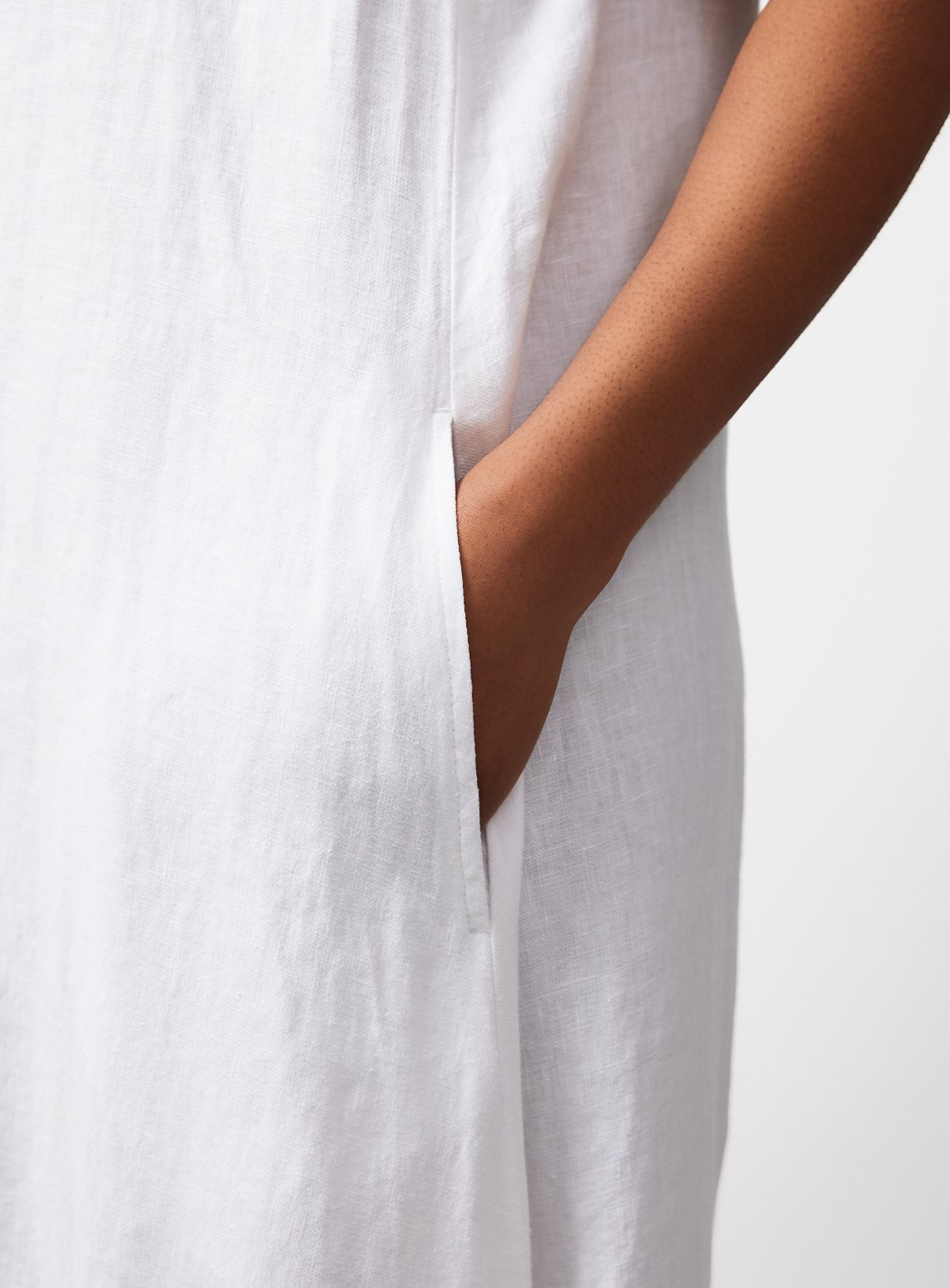 Buy White Pure Linen V Neck Midi Shift Dress 10 | Midi | Argos