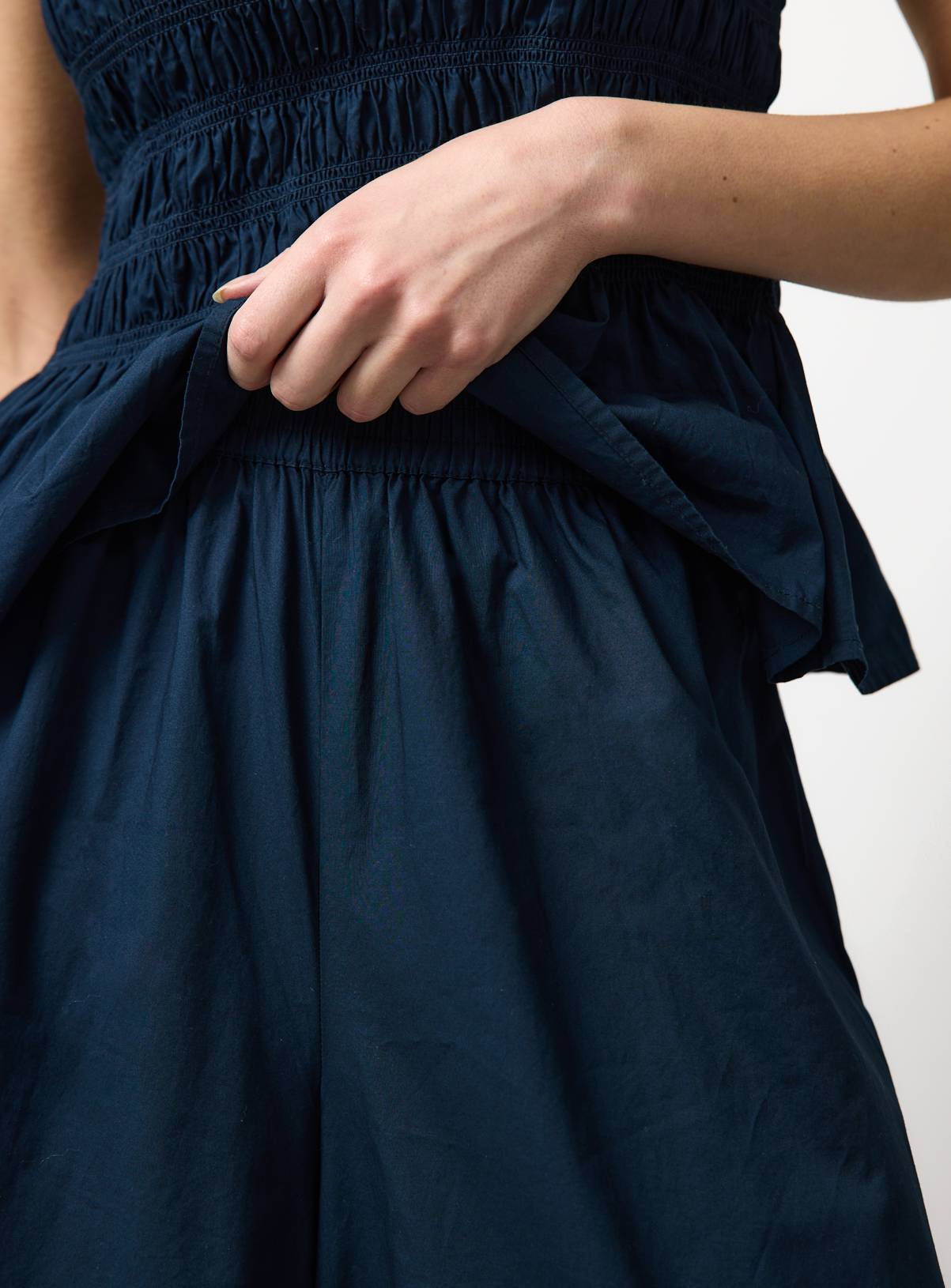 Navy Wide Leg Poplin Palazzo Trousers 12 - Image 3