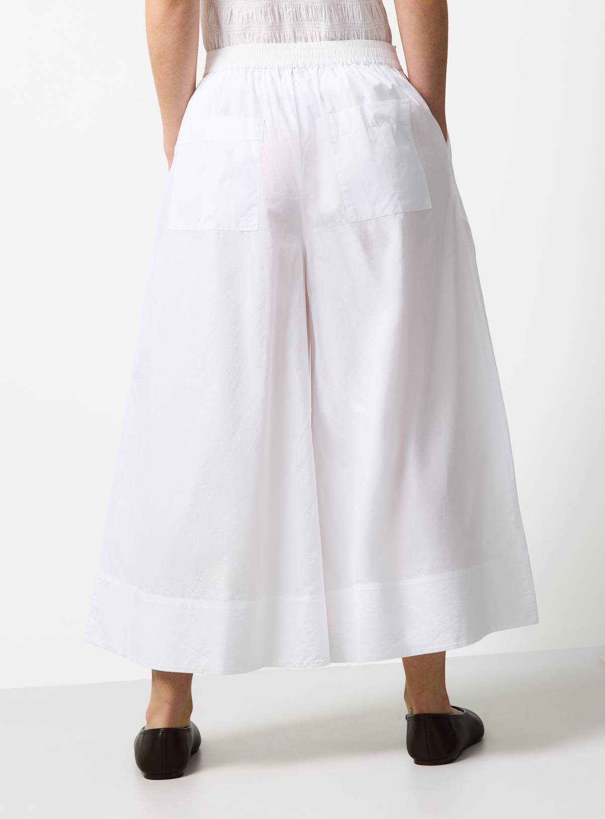 White Wide Leg Poplin Palazzo Trousers 16 - Image 4