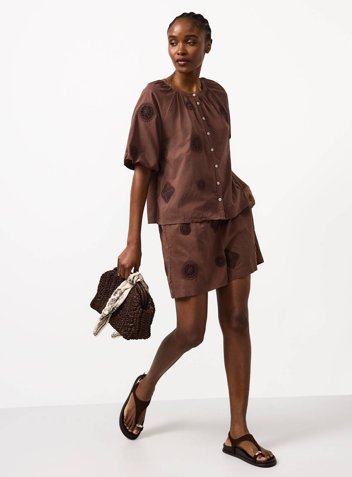 Brown Crochet Patch Detail Shorts 16 - Image 2