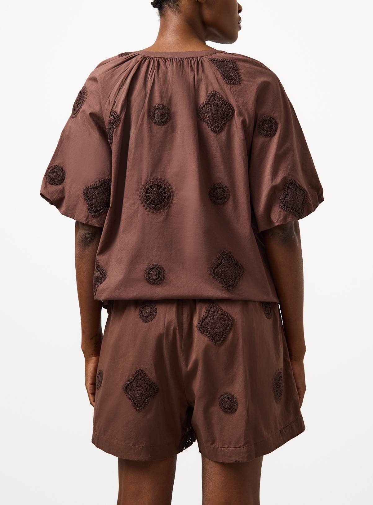 Brown Crochet Patch Detail Shorts 16 - Image 4