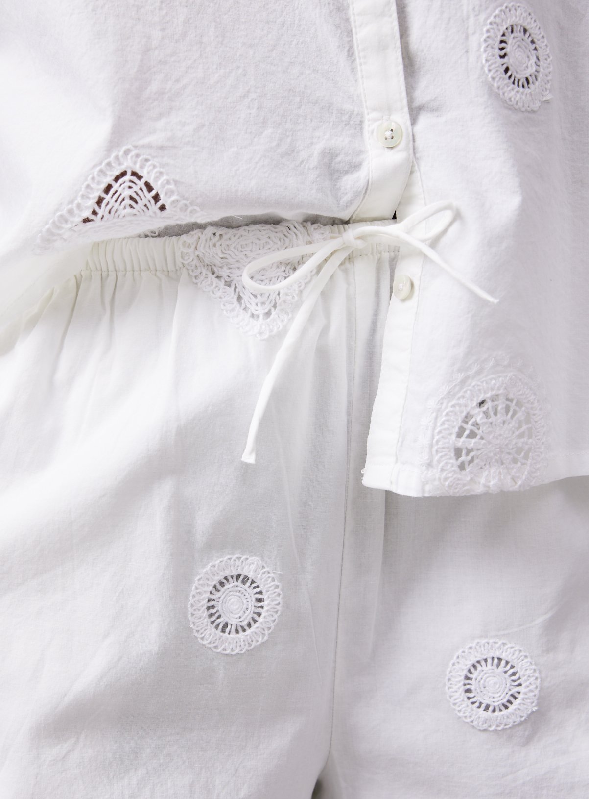 White Crochet Patch Detail Shorts 12 - Image 4 thumbnail