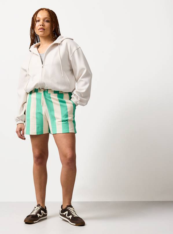 Green Stripe Sweat Shorts S