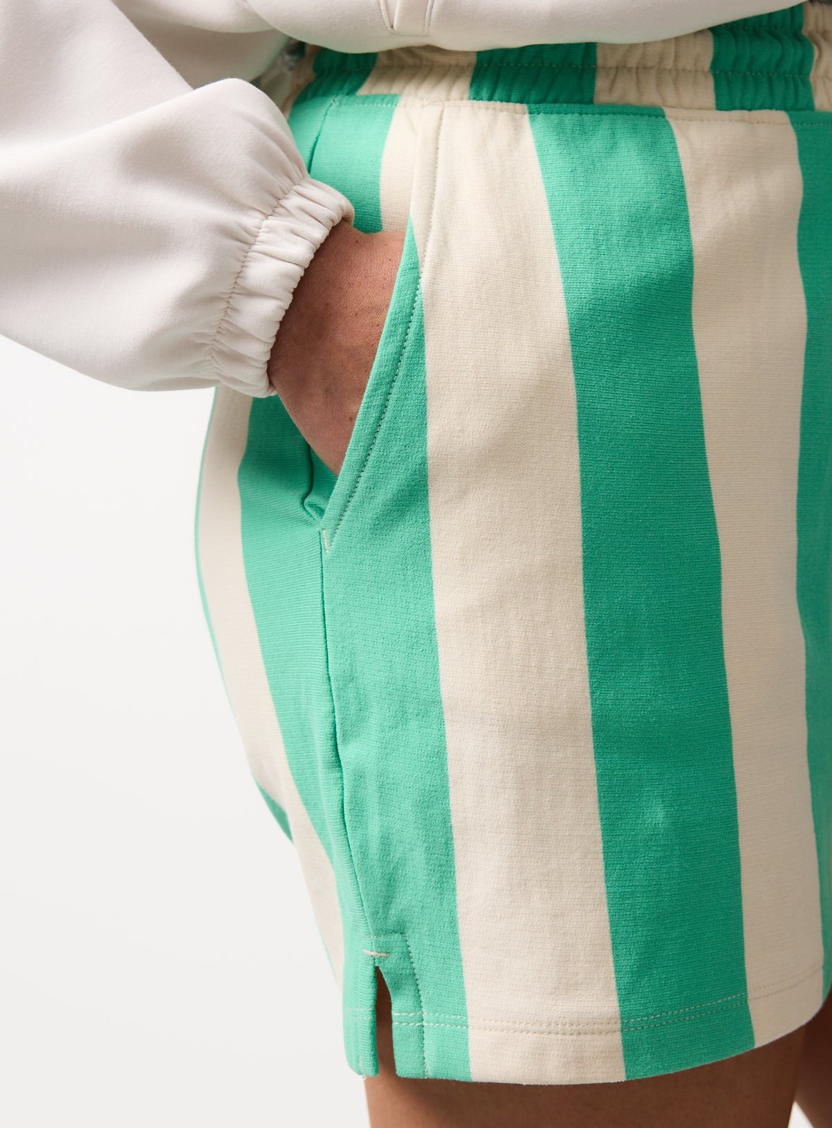 Green Stripe Sweat Shorts S - Image 3 thumbnail
