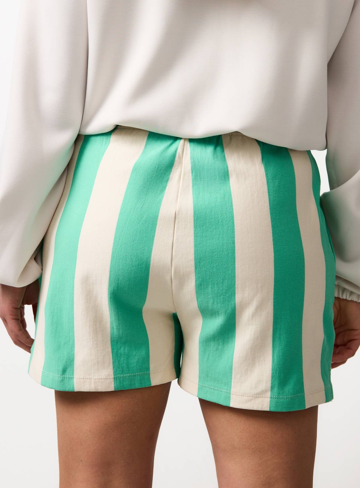 Green Stripe Sweat Shorts S - Image 4