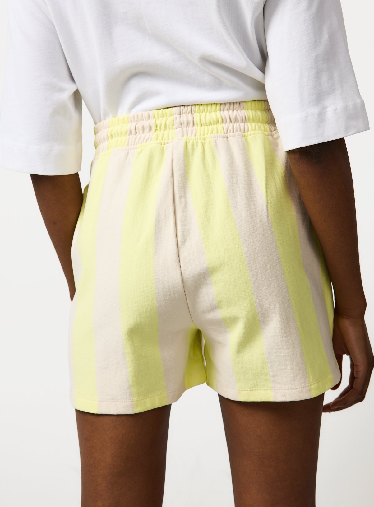 Yellow Stripe Sweat Shorts L - Image 4 thumbnail