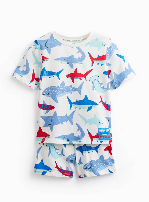 White Shark Print Shortie Pyjamas 1-2 years