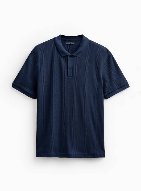 Navy Textured Polo XXL