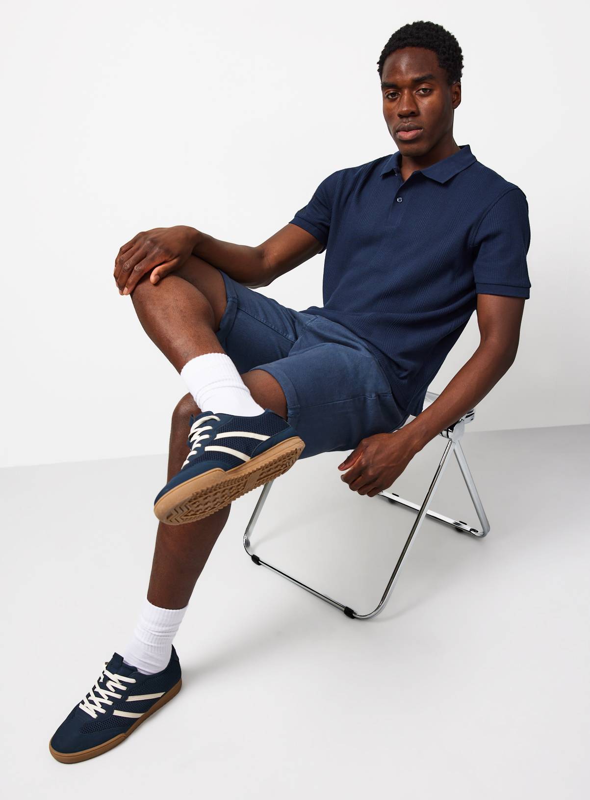 Navy Textured Polo XL - Image 2