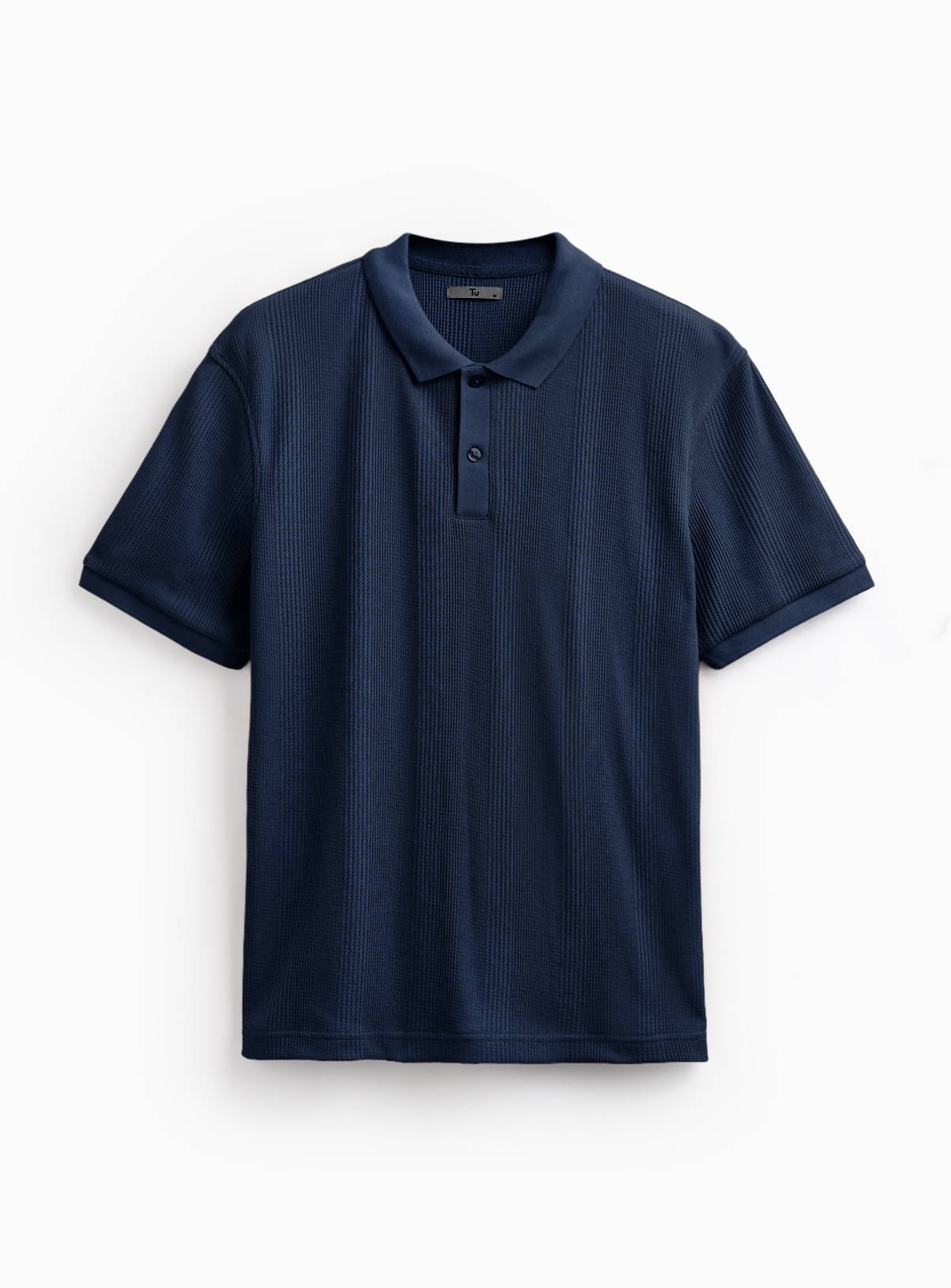 Navy Textured Polo XL - Image 3
