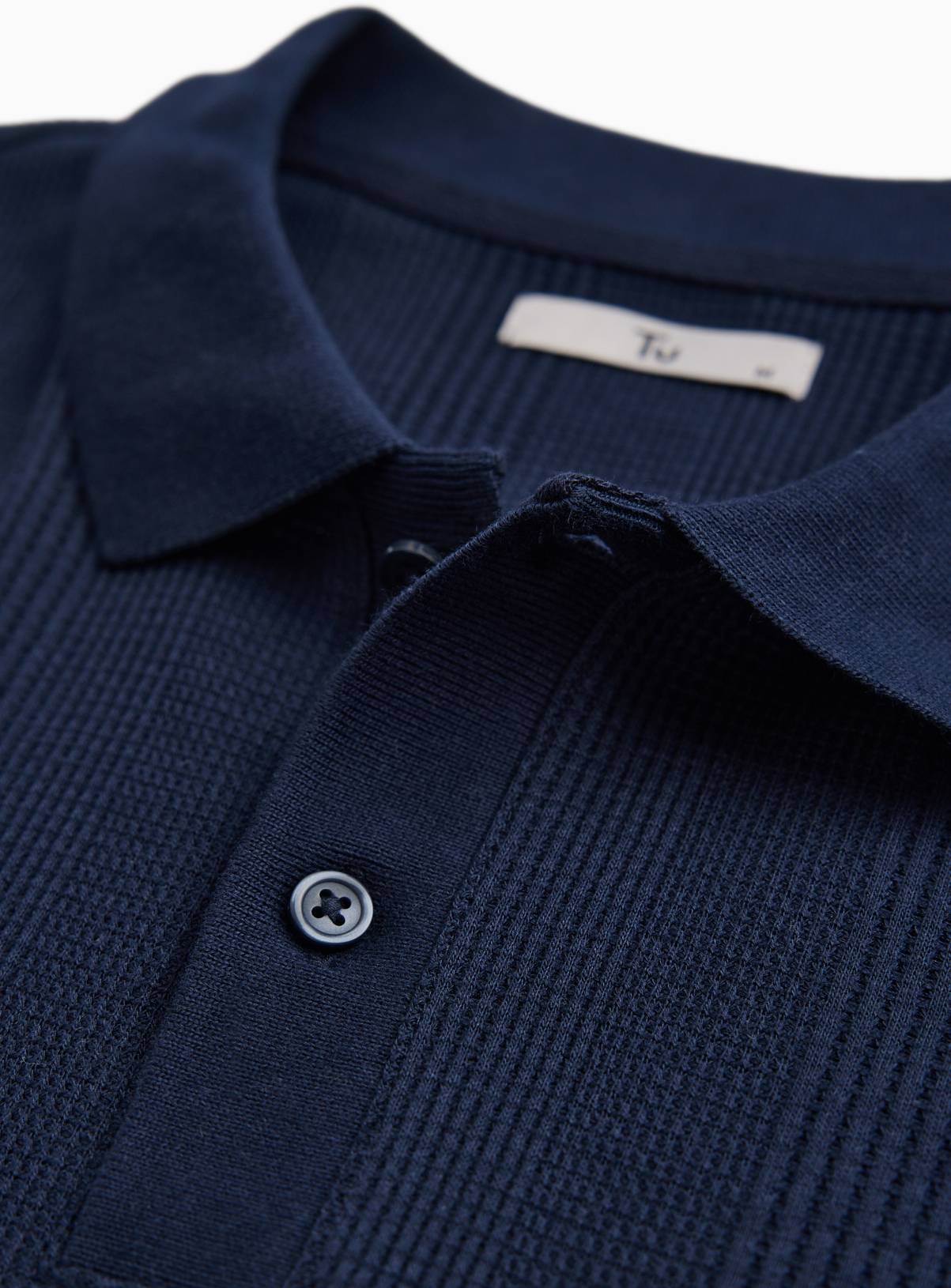 Navy Textured Polo XL - Image 4