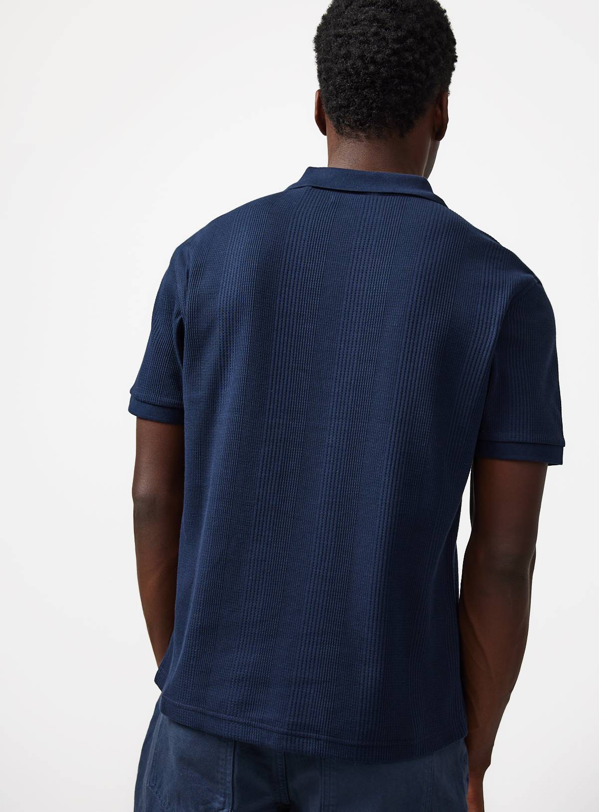 Navy Textured Polo XL - Image 5