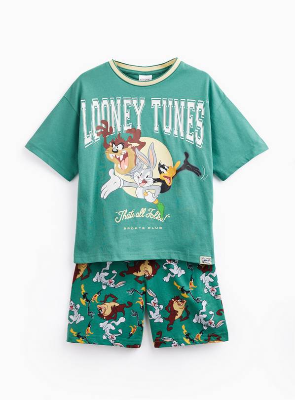 Green Looney Tunes Print Shortie Pyjamas 9-10 years