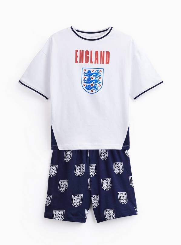 Mini Me White England World Cup Print Shortie Pyjamas 2-3 years