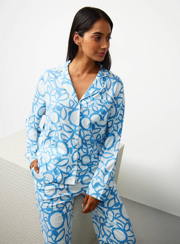 Tu X Scion Blue Floral Print Traditional Pyjamas XXL