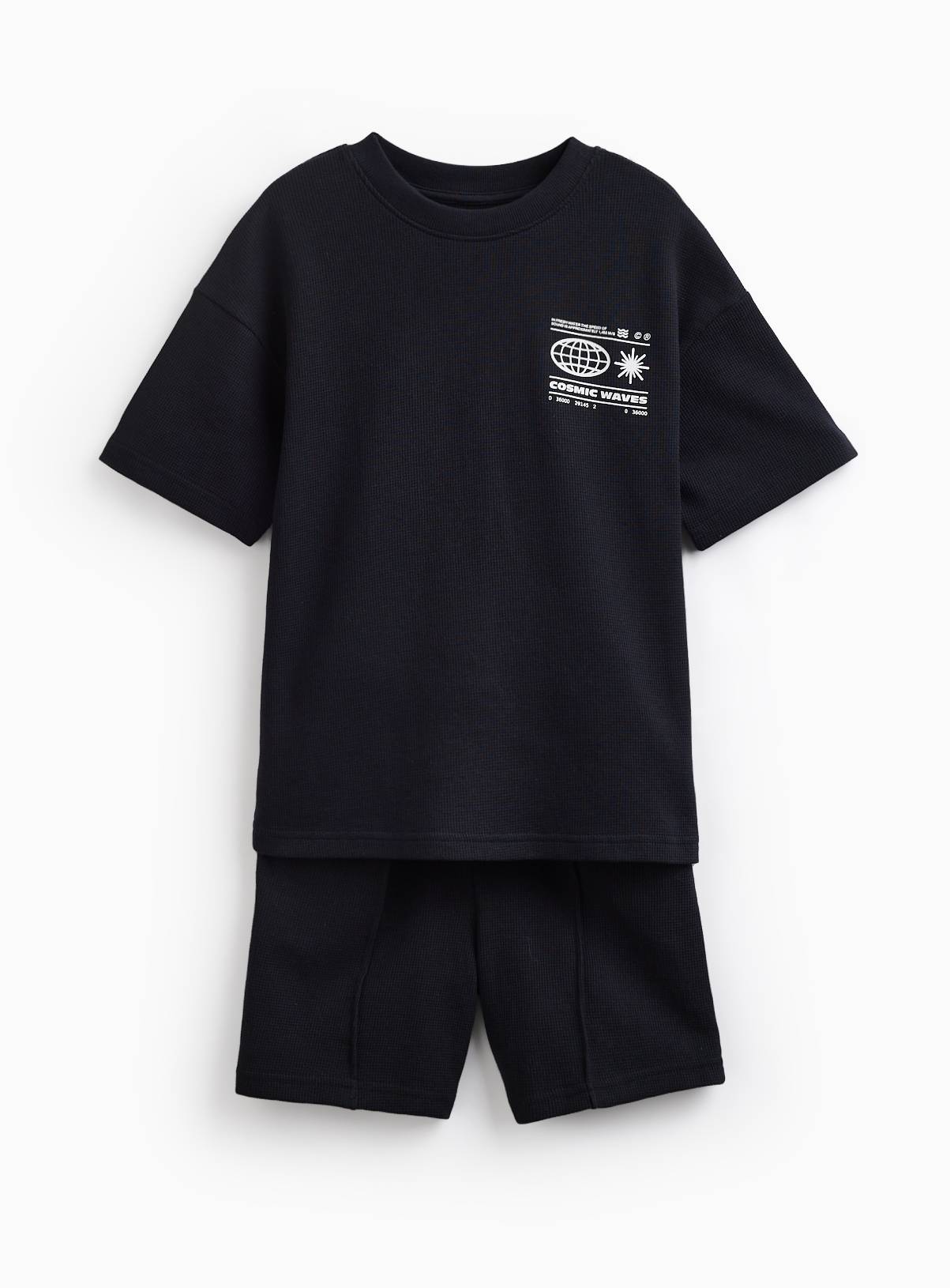 Black Front Graphic T-Shirt & Shorts Set 6 years - Image 1
