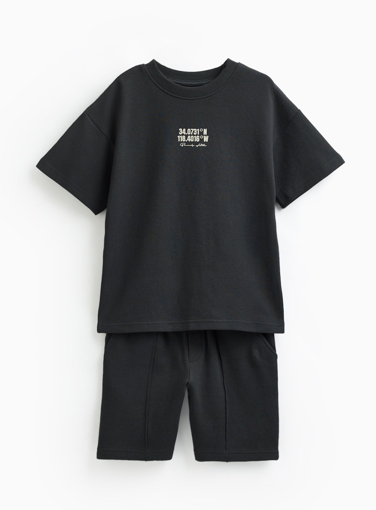 Black Front Graphic T-Shirt & Shorts Set 10 years - Image 1 thumbnail