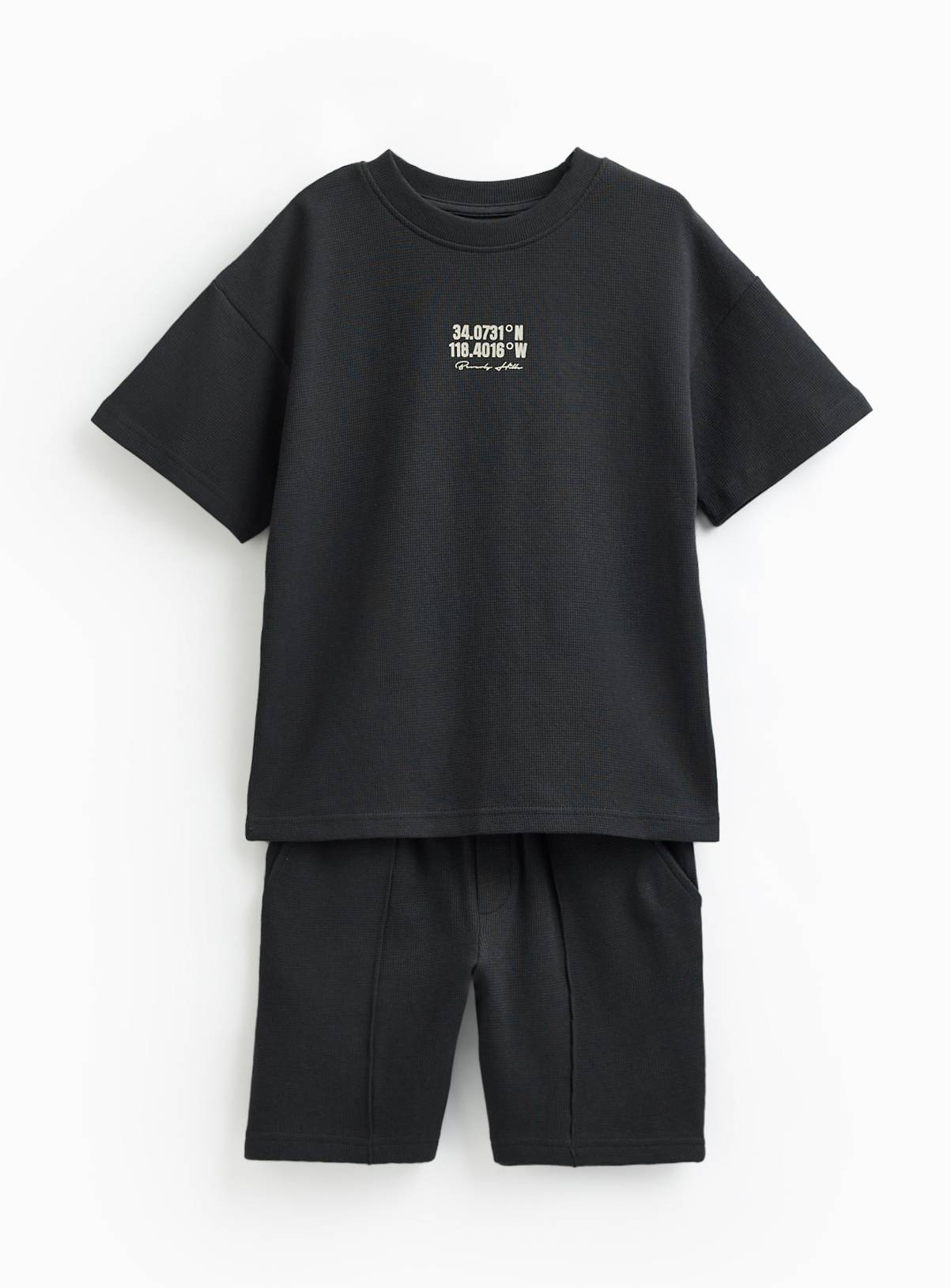 Black Front Graphic T-Shirt & Shorts Set 10 years - Image 1