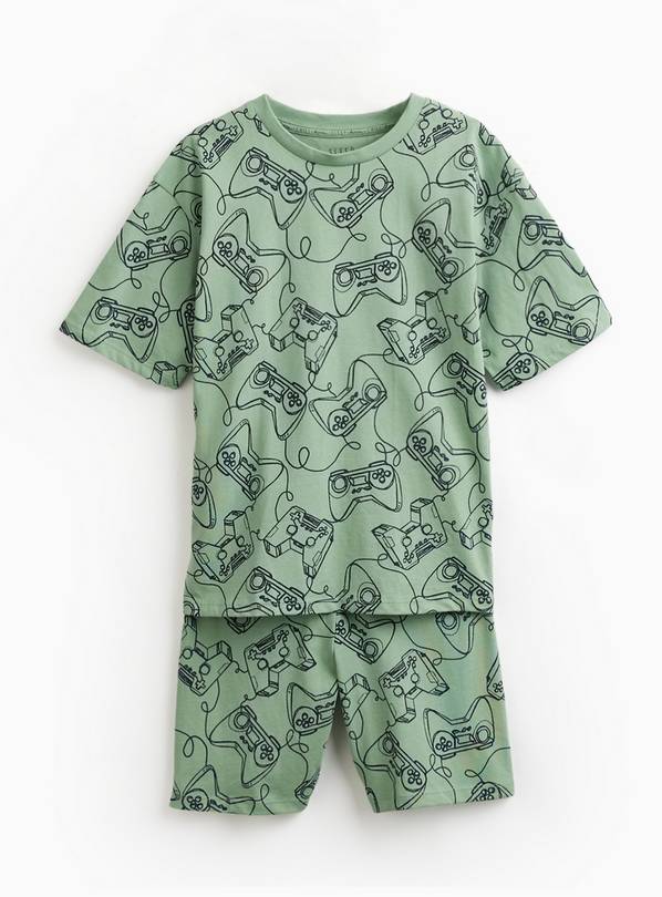 Green Gaming Print Shortie Pyjamas 9-10 years