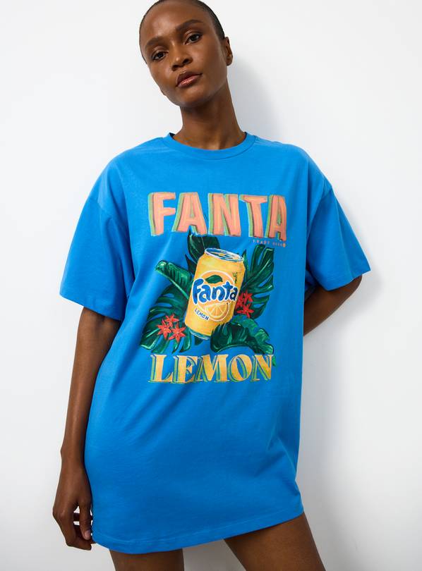 Blue Fanta Lemon Graphic Oversized Sleep Tee XXL