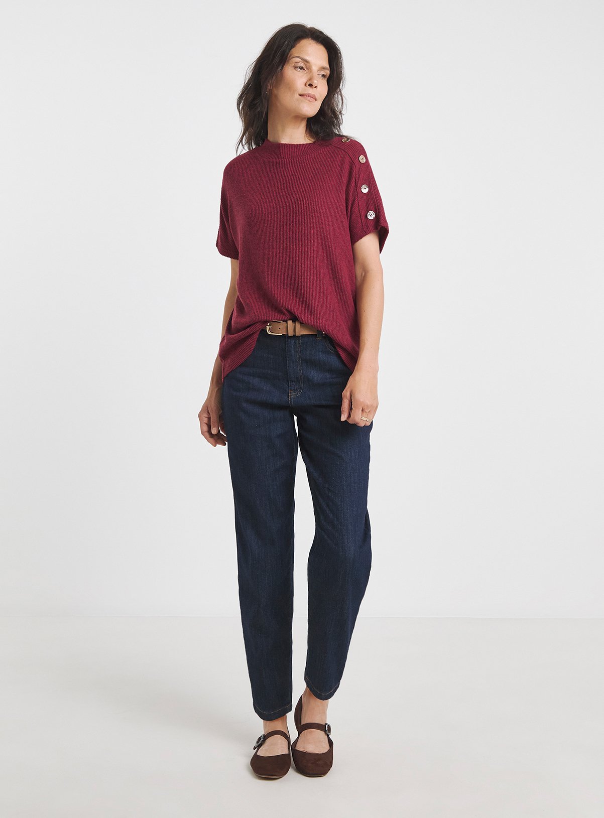 Red JD WILLIAMS Soft Touch Boxy Roll Neck Top