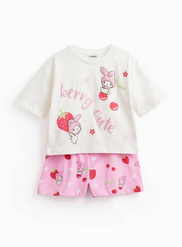 White & Pink Hello Kitty Print Shortie Pyjamas 3-4 years