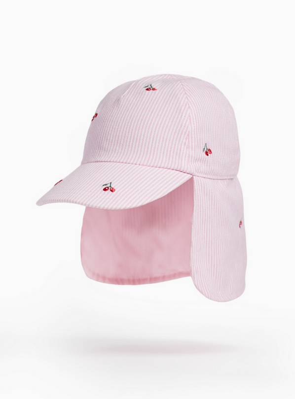 Pink Stripe Cherry Embroidered Keppi Hat 6-9 years