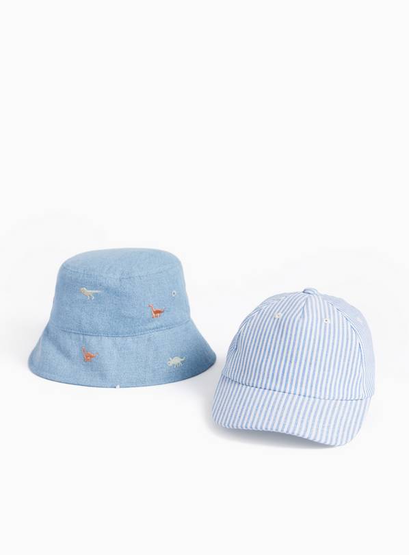 Navy Dino Print Bucket Hat & Cap 2 Pack 3-5 years
