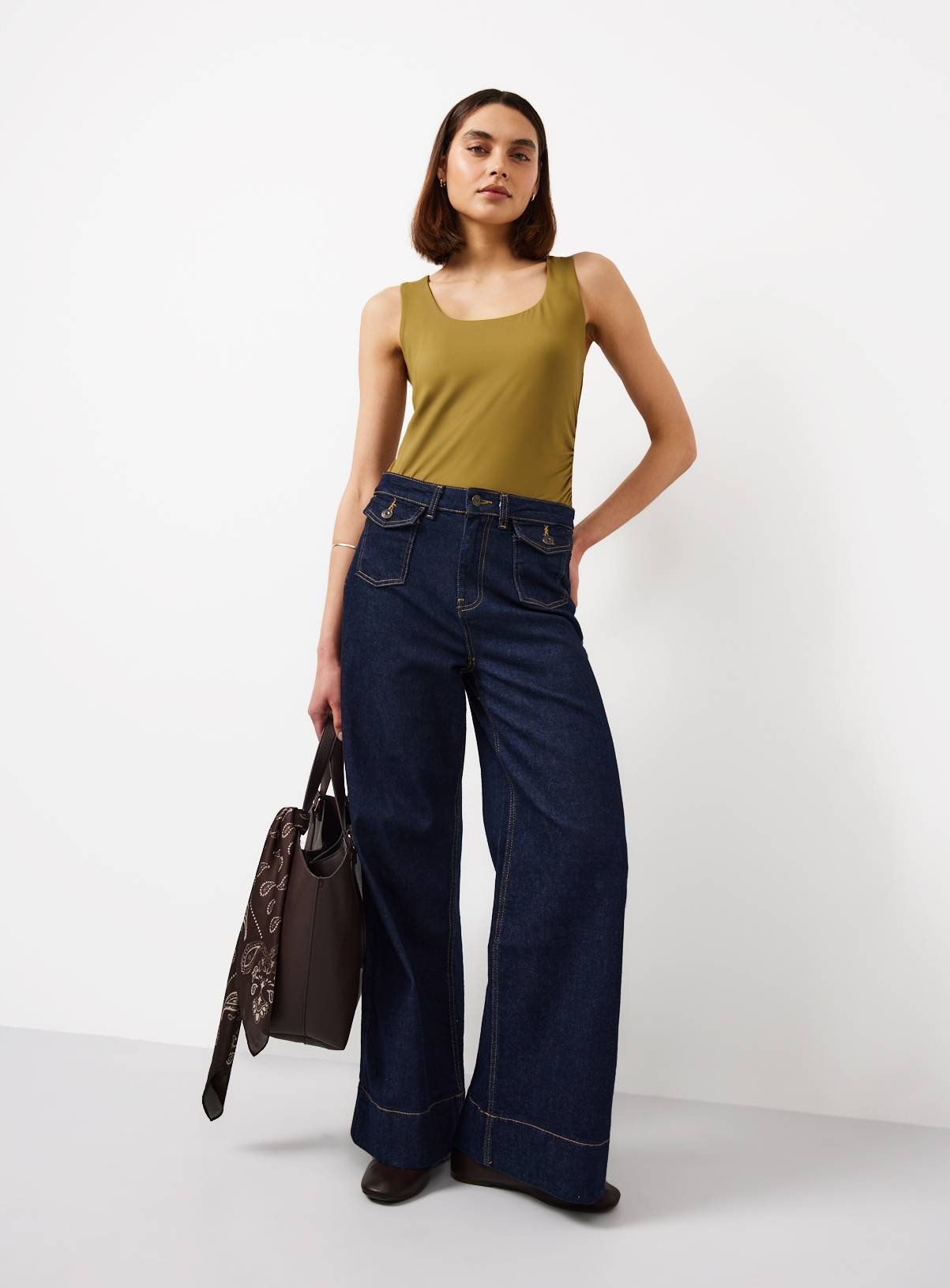 Khaki Square Neck Tank Top 8 - Image 2