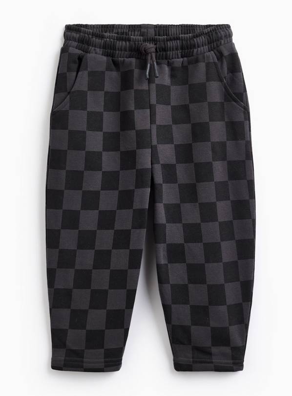 Black & Grey Chequered Open Leg Joggers 5-6 years