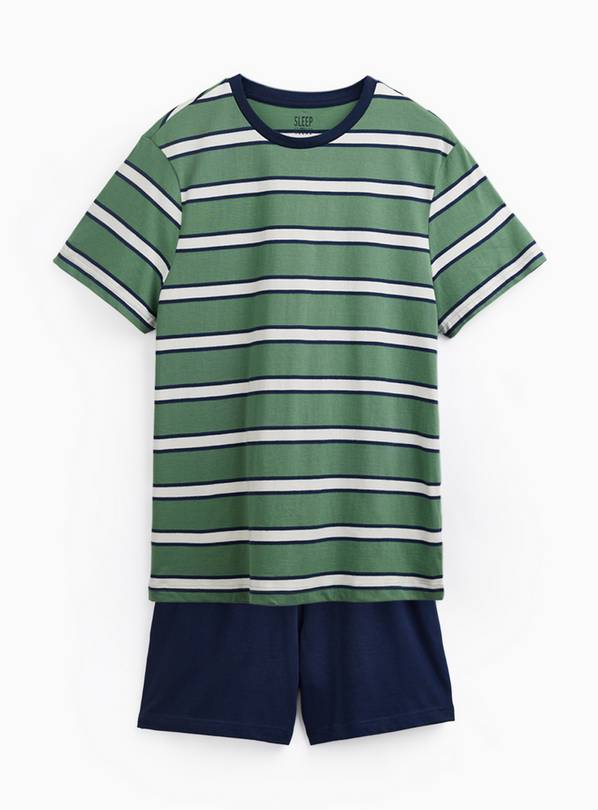 Green Stripe Jersey Shortie Pyjamas S