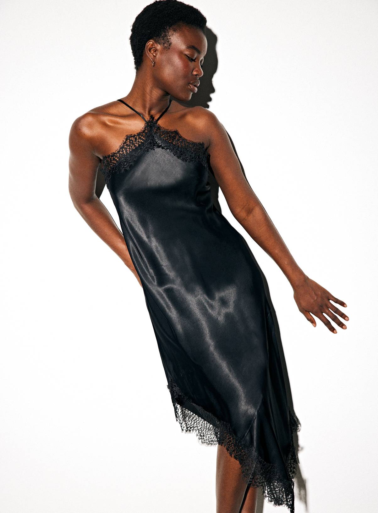 Black Satin Halter Neck Dress 6 - Image 2