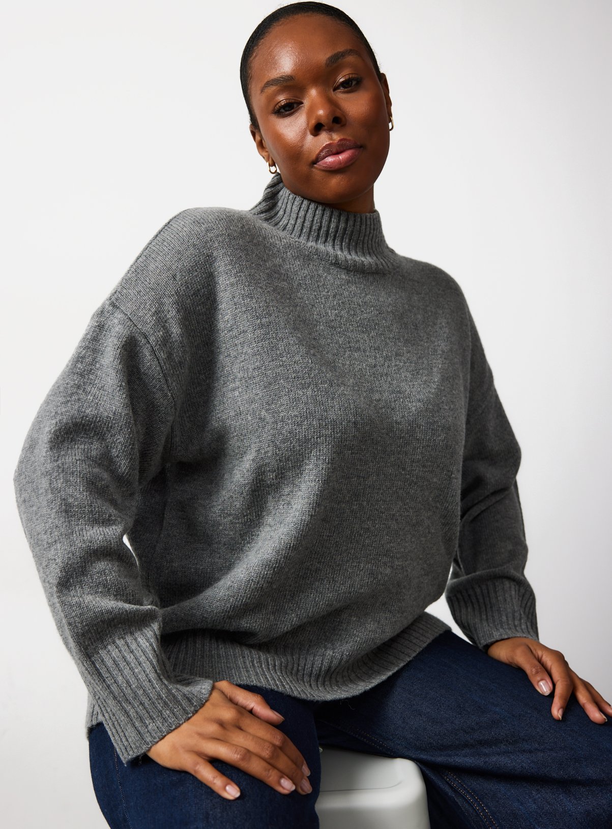 Buy Grey High Neck Pullover 16 | Workwear | Tu