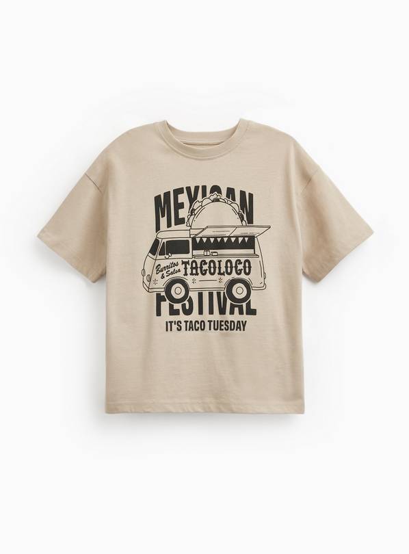 Beige Mexican Taco Graphic T-Shirt 11 years