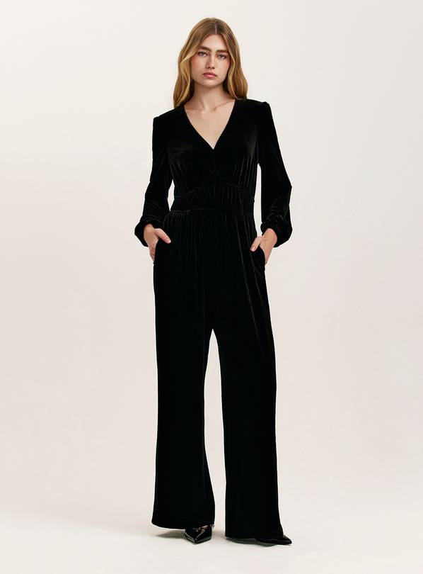FINERY Anna Velvet Jumpsuit Black 16