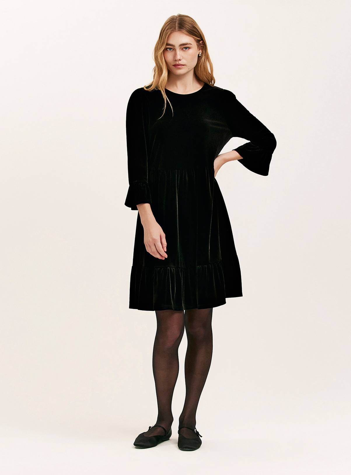 FINERY Camie Velvet Mini Dress Black 10 - Image 2