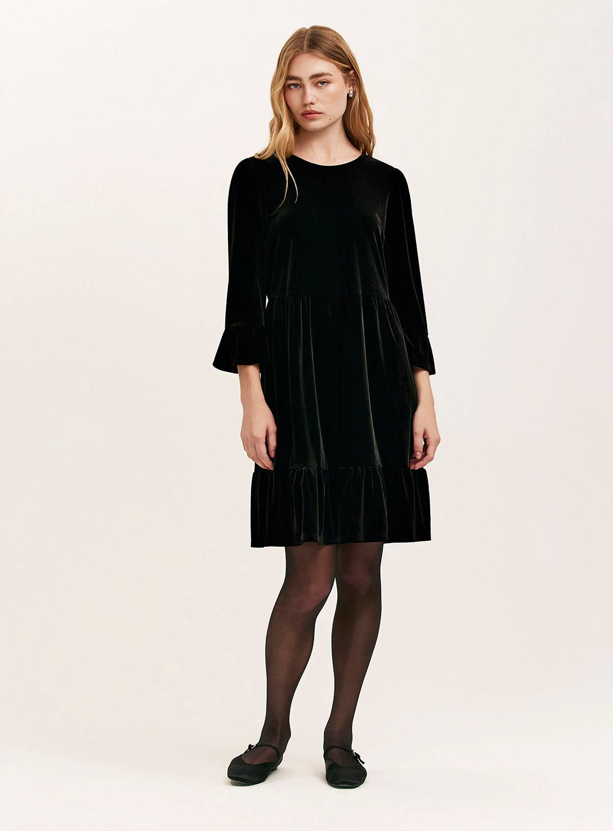 FINERY Camie Velvet Mini Dress Black 10 - Image 3