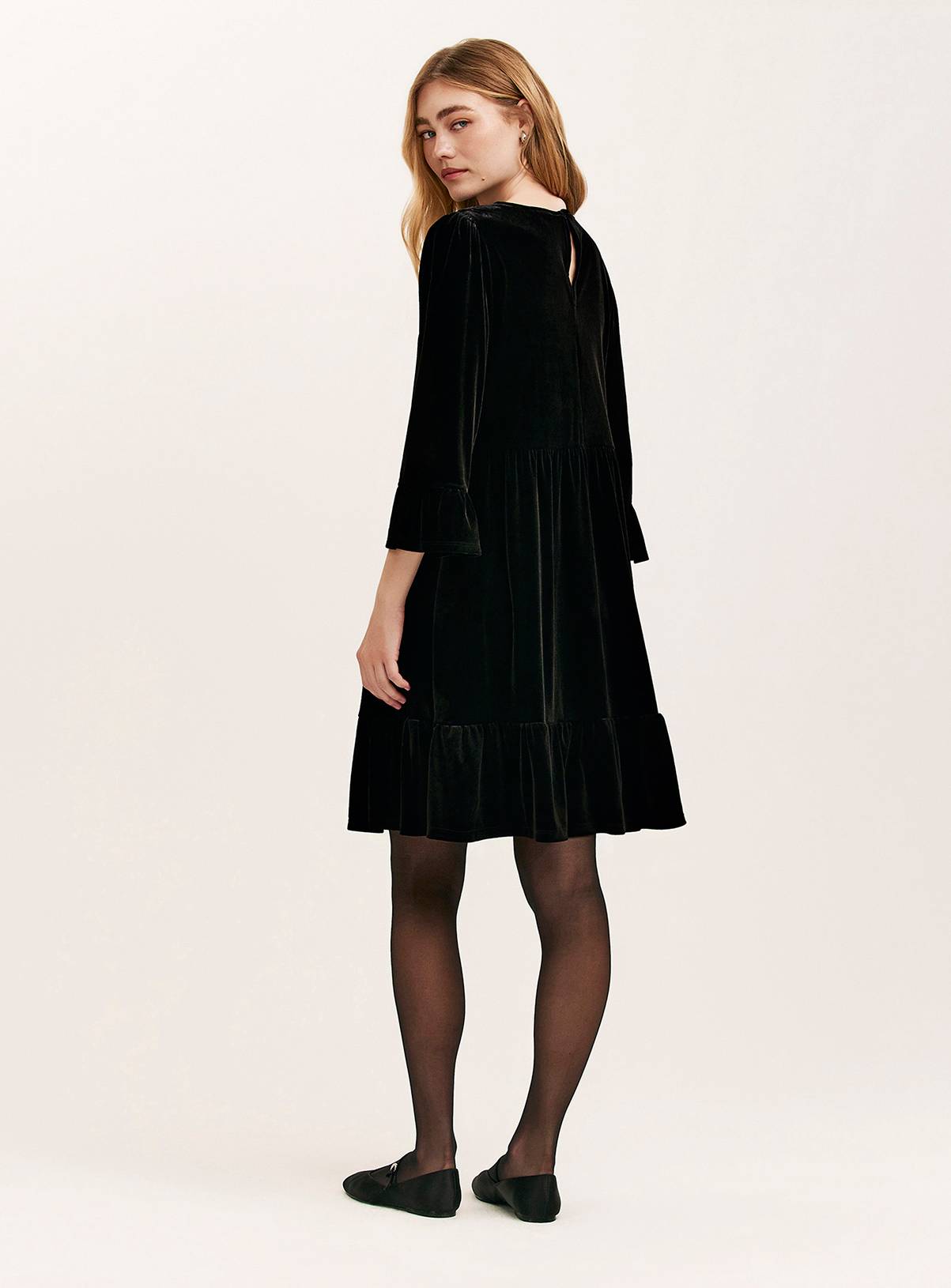 FINERY Camie Velvet Mini Dress Black 10 - Image 5