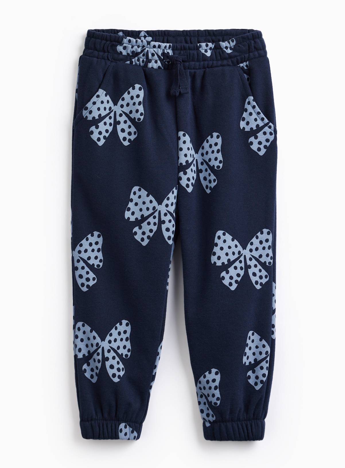 Navy Bow Print Joggers 3-4 years - Image 1
