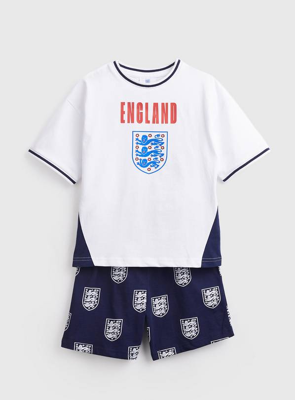 Mini Me White England Football Print Shortie Pyjamas 7-8 years