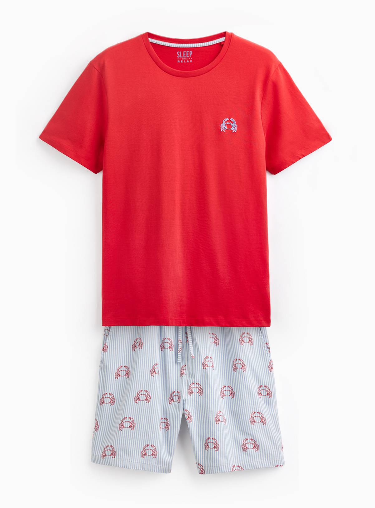 Men's Mini Me Red Crab Print Shortie Pyjamas M - Image 2
